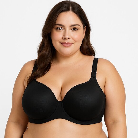 Cacique Lane Bryant Bra Smooth Balconette Underwire Plus Size 46D Black - Picture 2 of 10